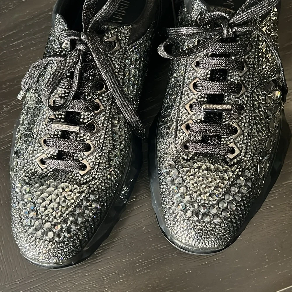 Authentic Jimmy Choo Diamond Crystal Embellished Sneakers - Picture 5 of 12